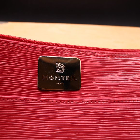 Monteil Paris Red Epi Embossed Makeup Bag Wristlet - Picture 5 of 6